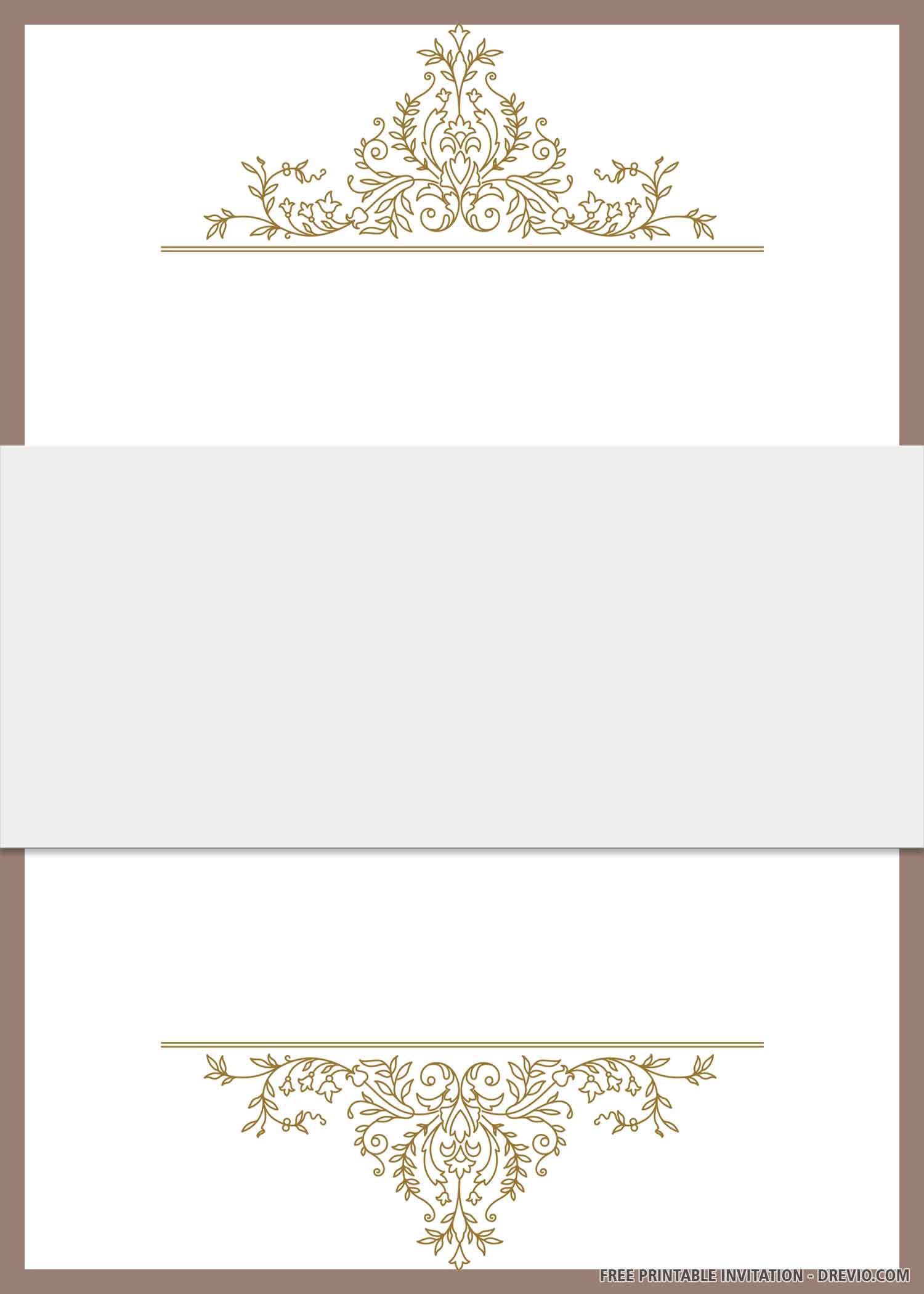 (FREE PRINTABLE) – Brown Artistic Border Wedding Invitation Templates