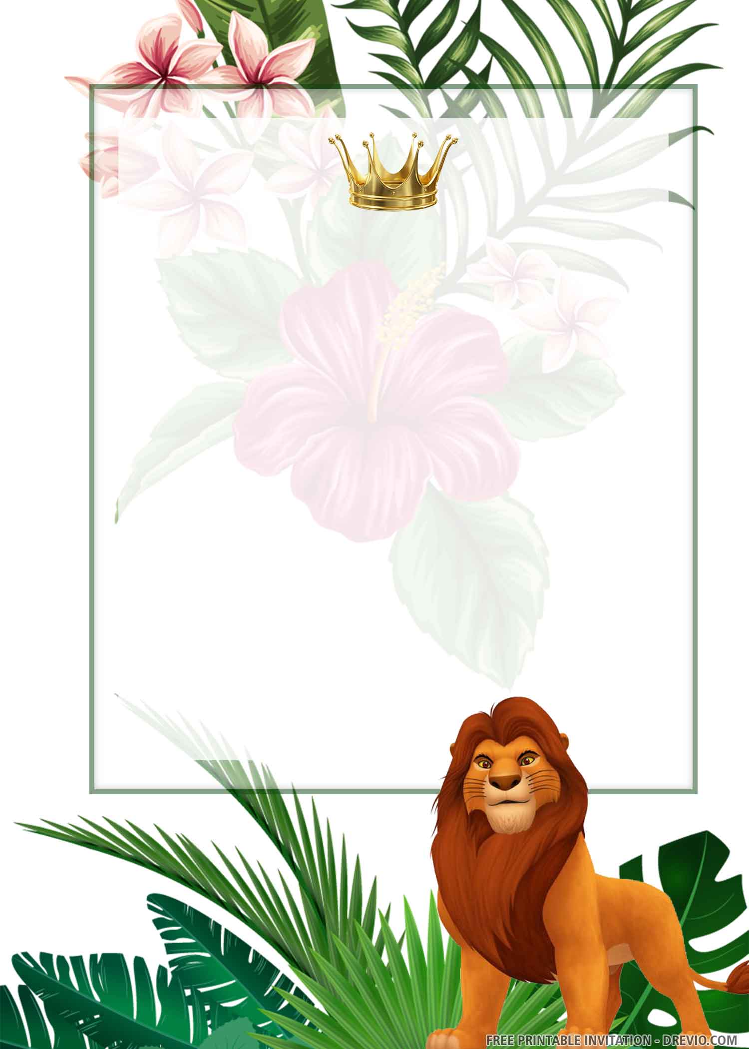 Editable Simba Lion King invitation