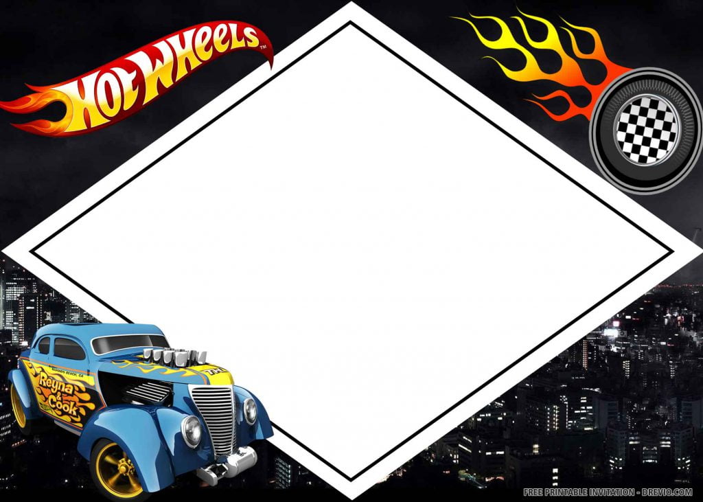 FREE HOT WHEELS Invitation with blue car