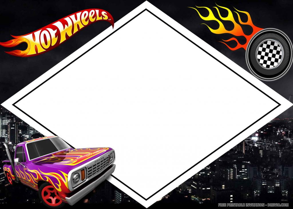 FREE HOT WHEELS Invitation with purple car
