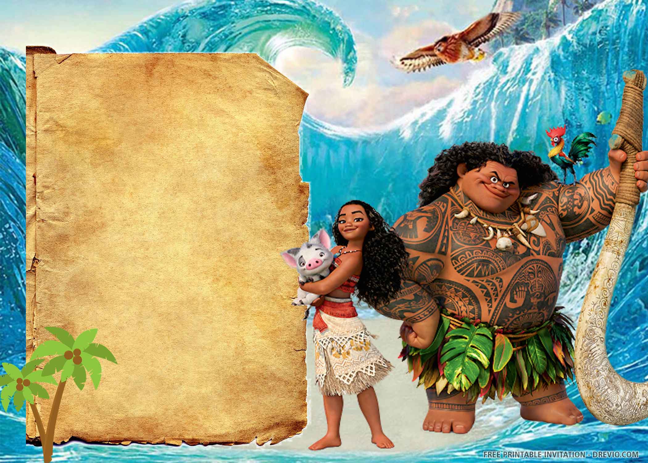 Moana Invitation Instant all caracter