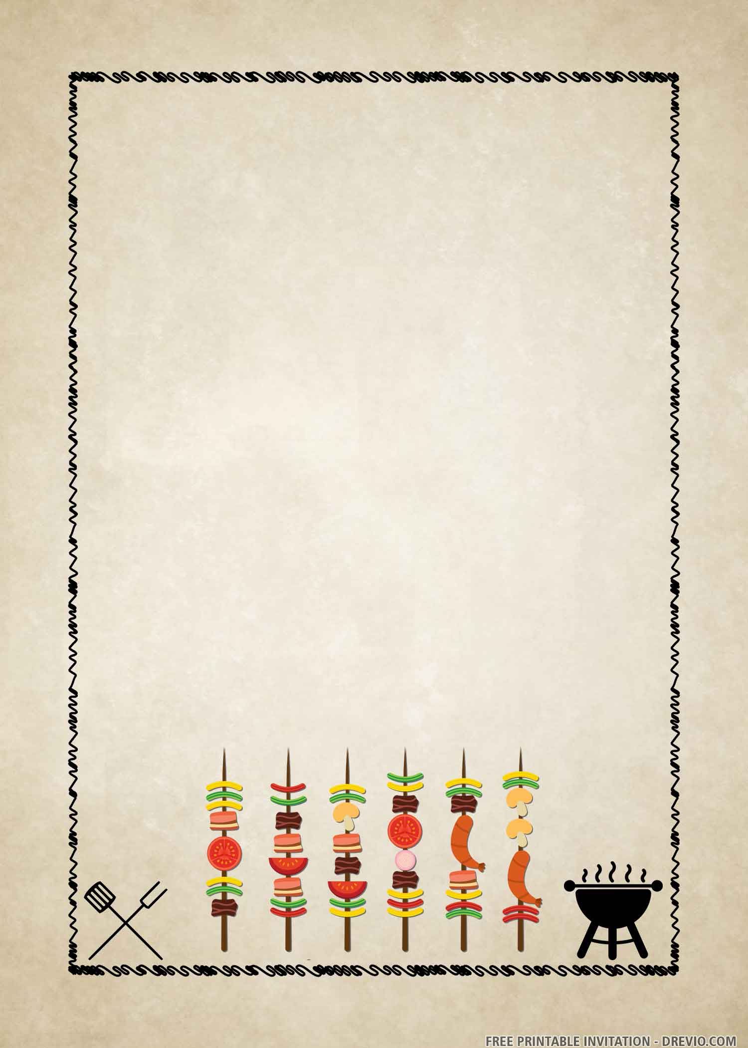 Printable Backyard BBQ Invitation satay