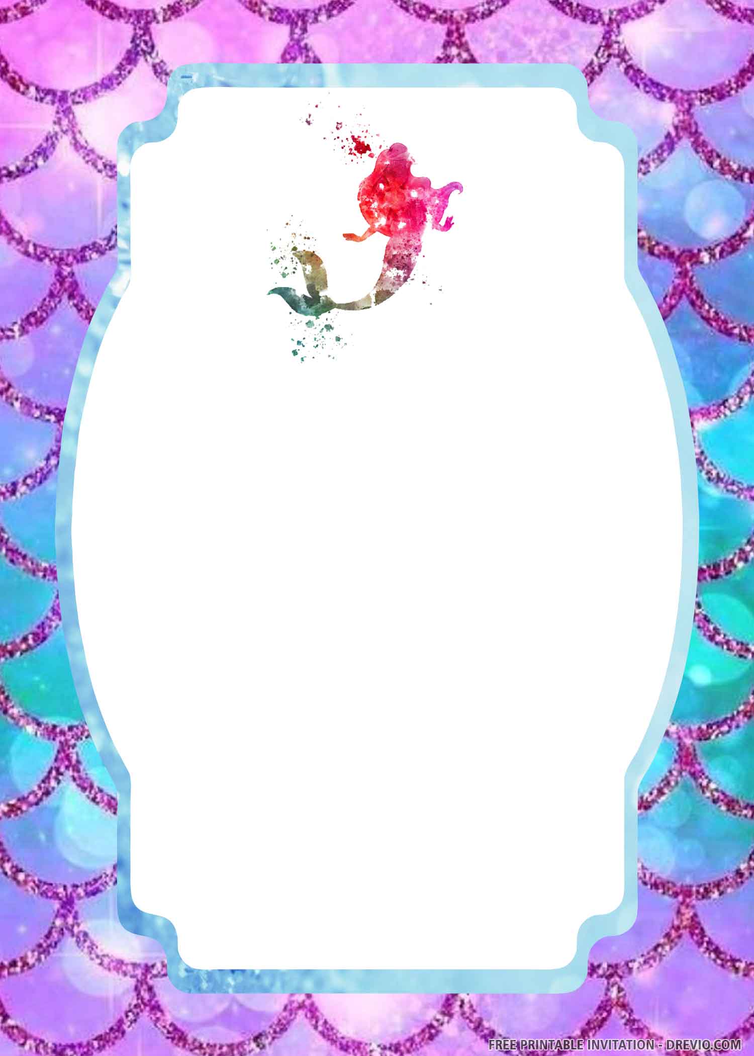mermaid invitation art color
