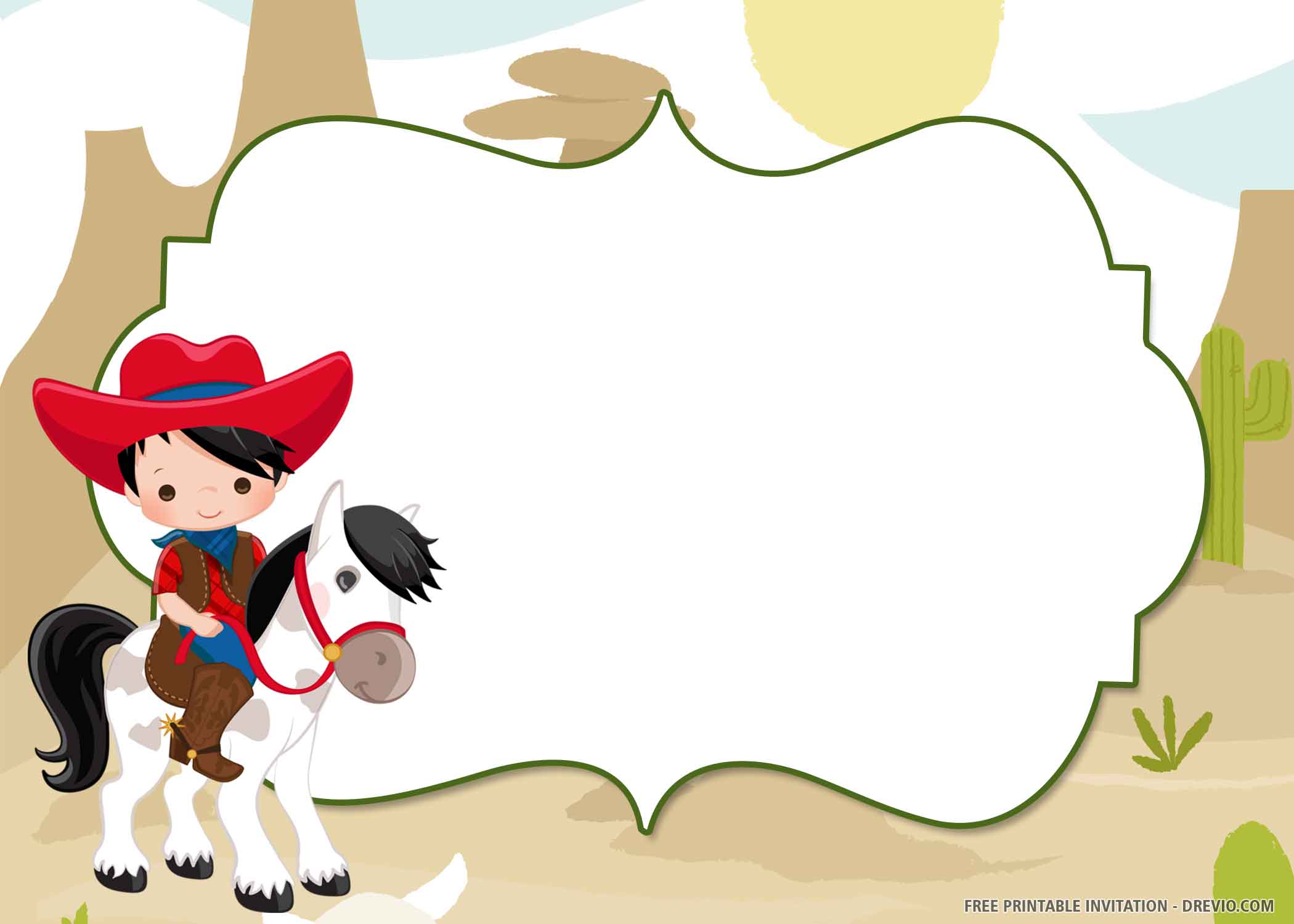 cowboy party timr invitation