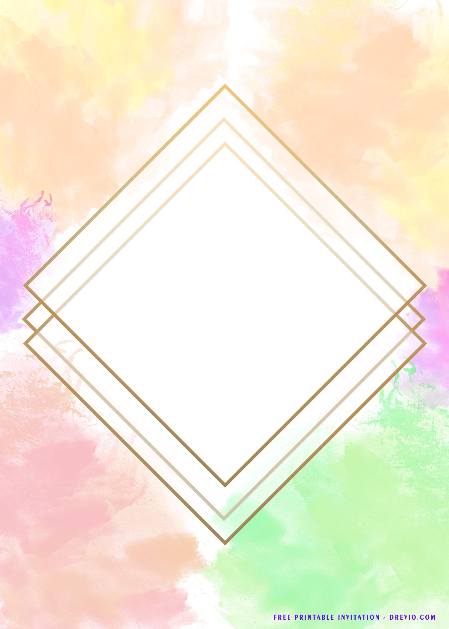 Gold Rhombus frame watercolor background