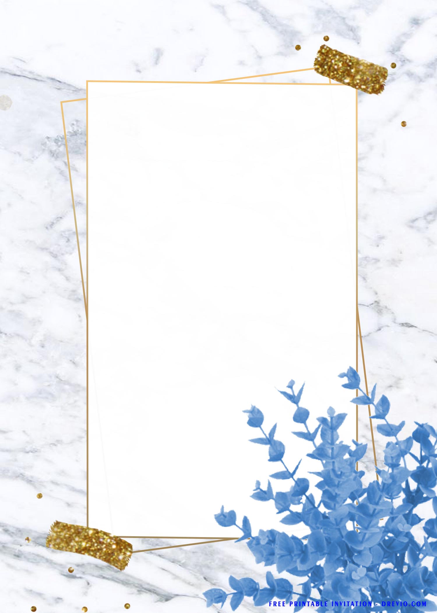 blue leaf invitation