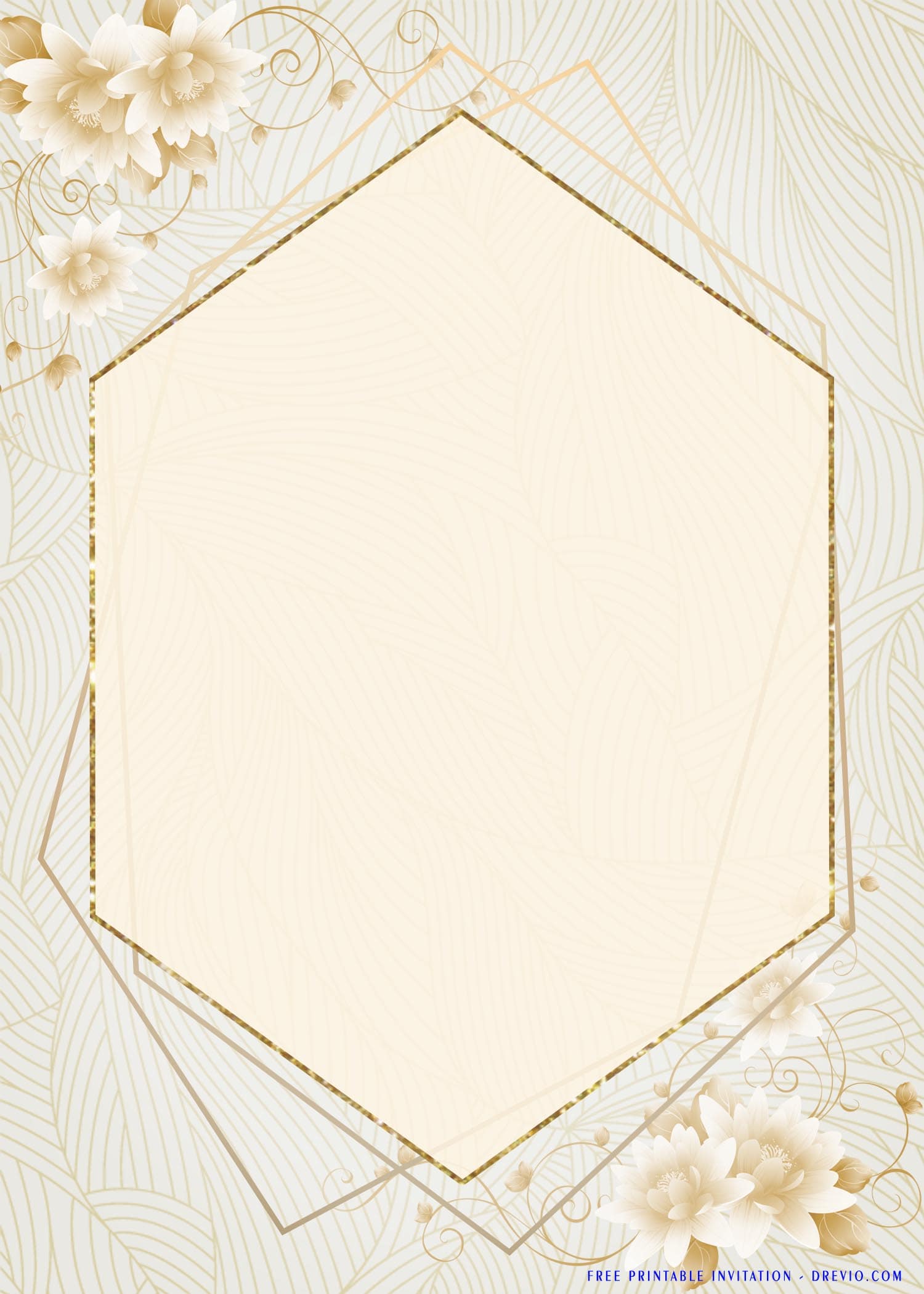 gold floral frame invitation