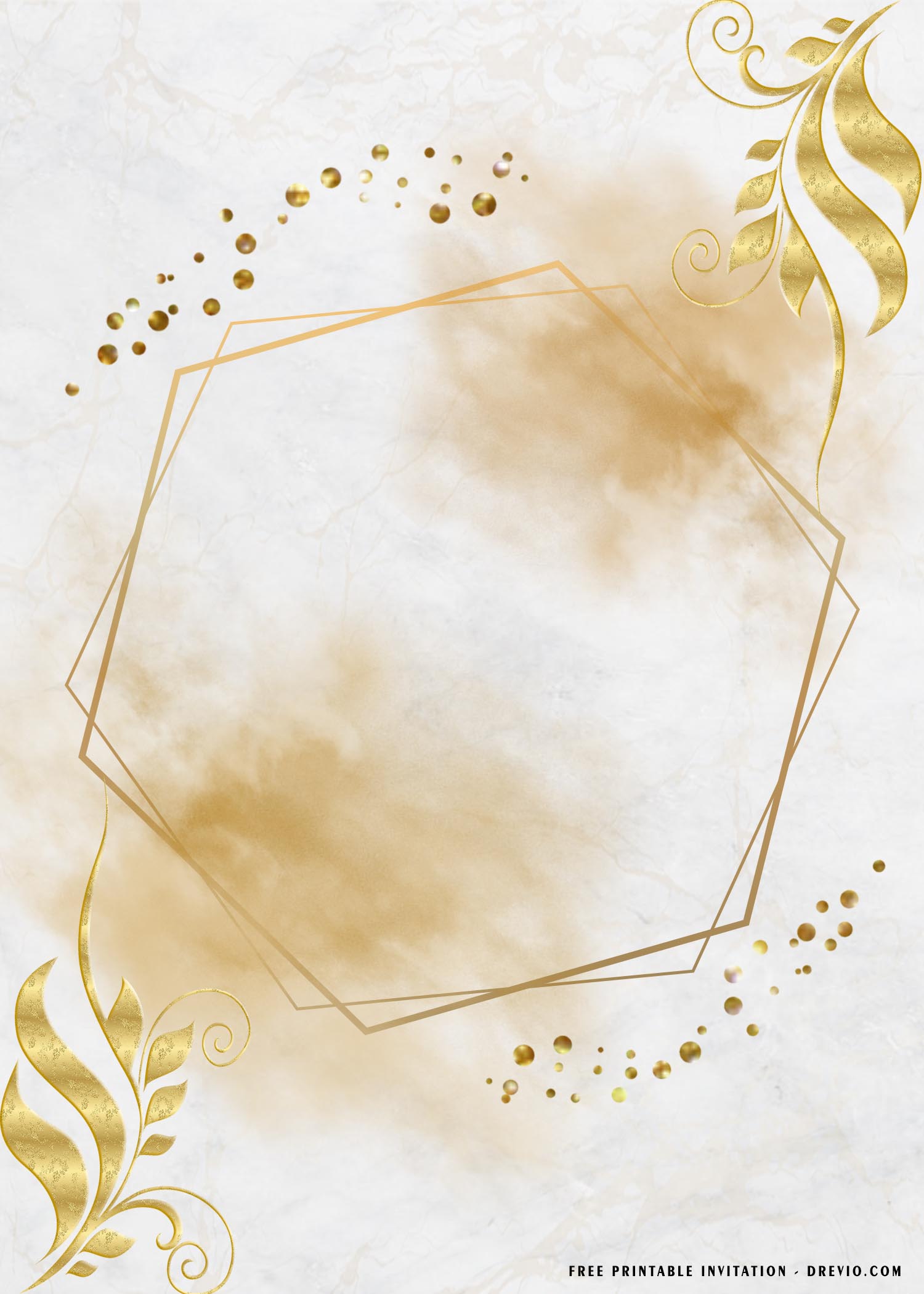 gold hexagon frame invitation