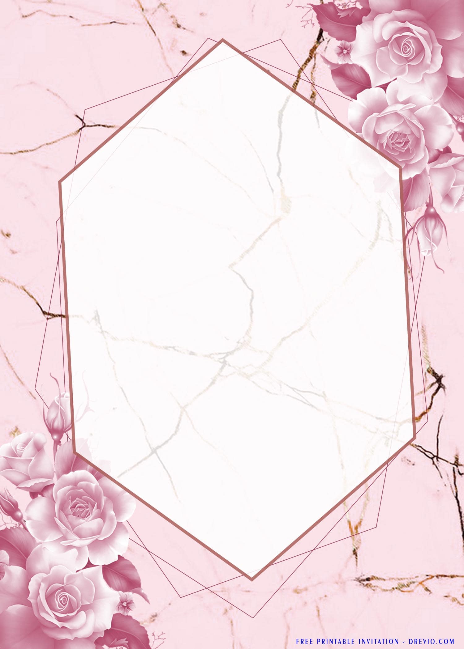 pink floral polygon frame on pink marbles