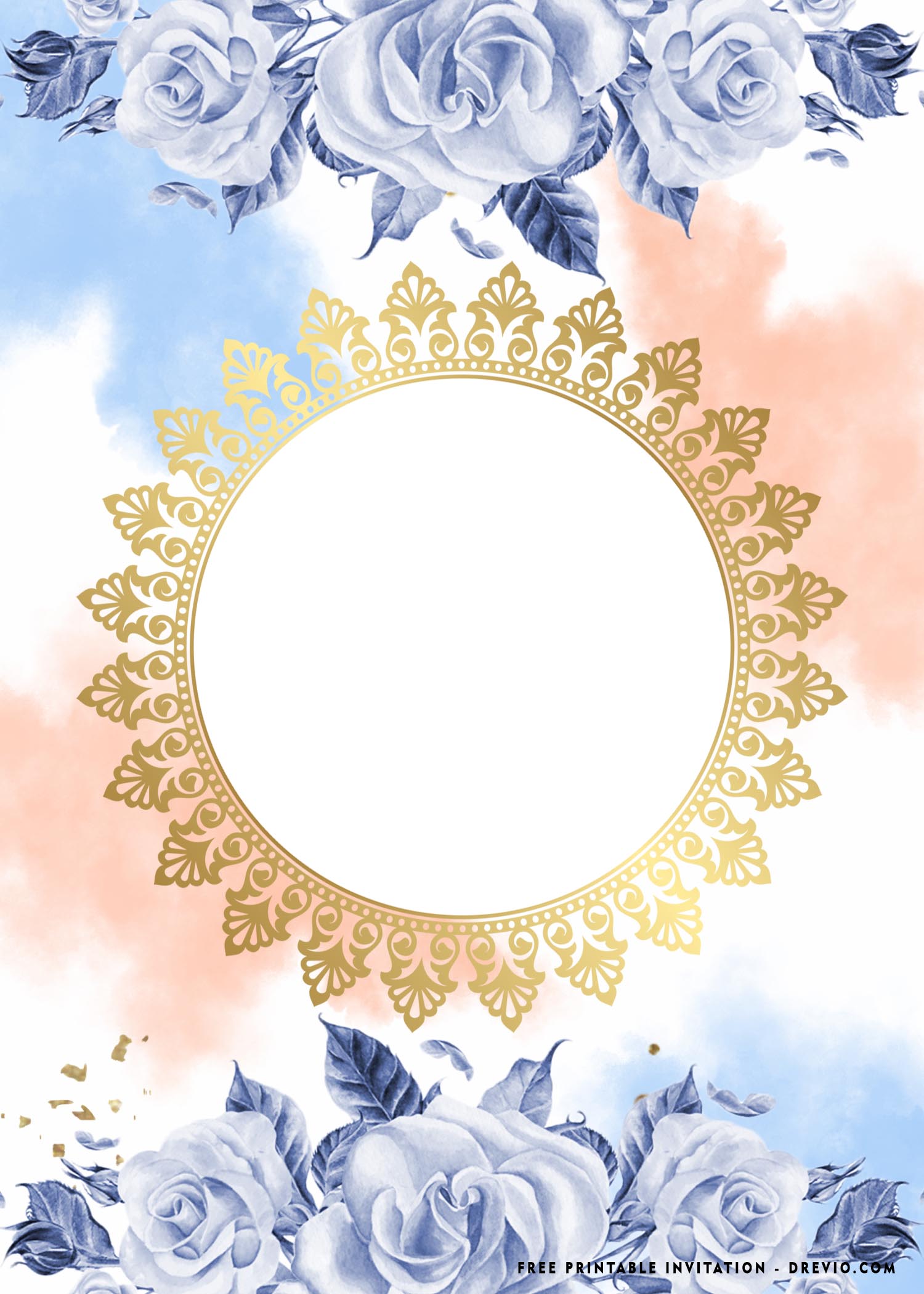 Blue roses themed card template 6