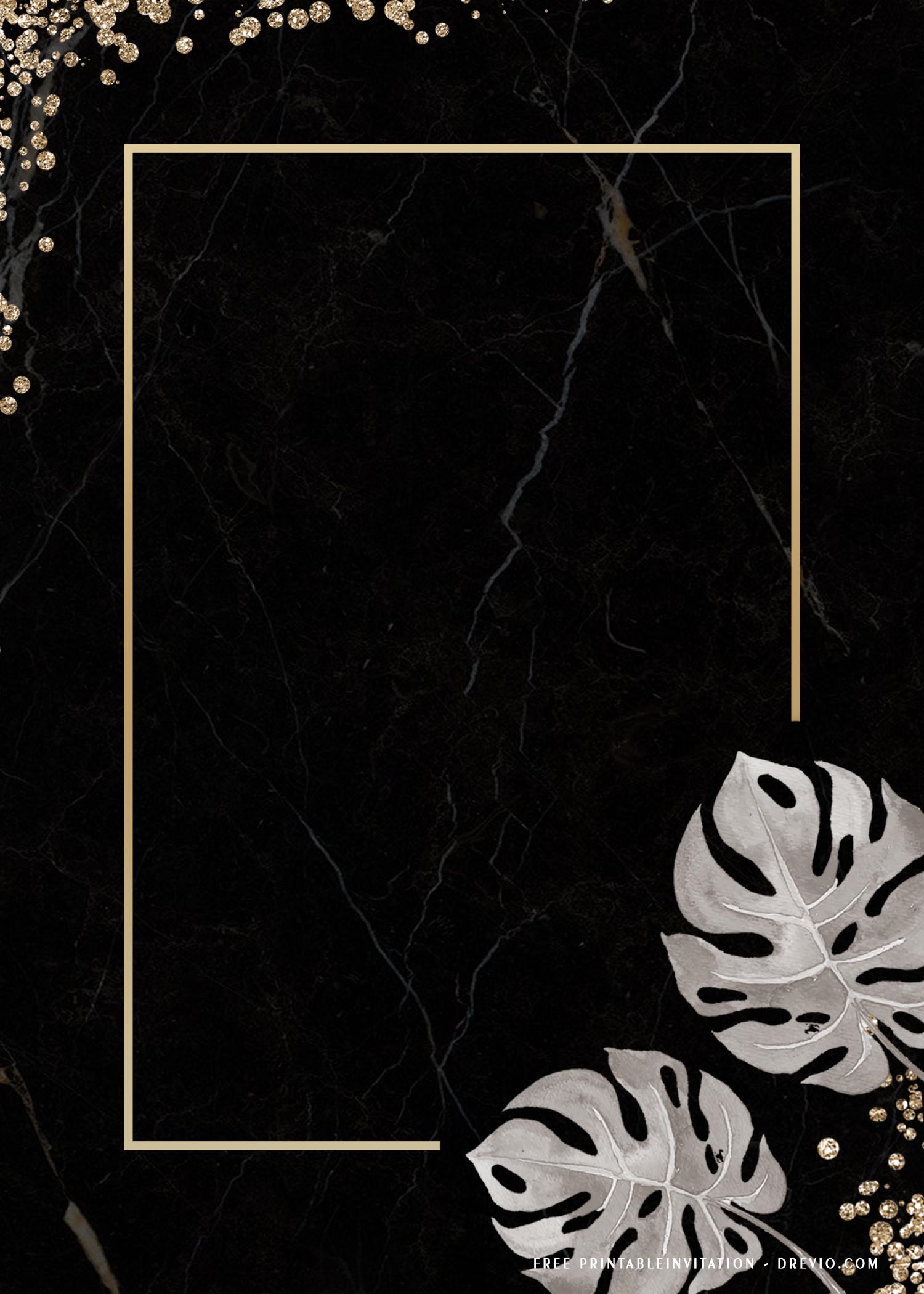 Christmas golden rectangle frame on black background