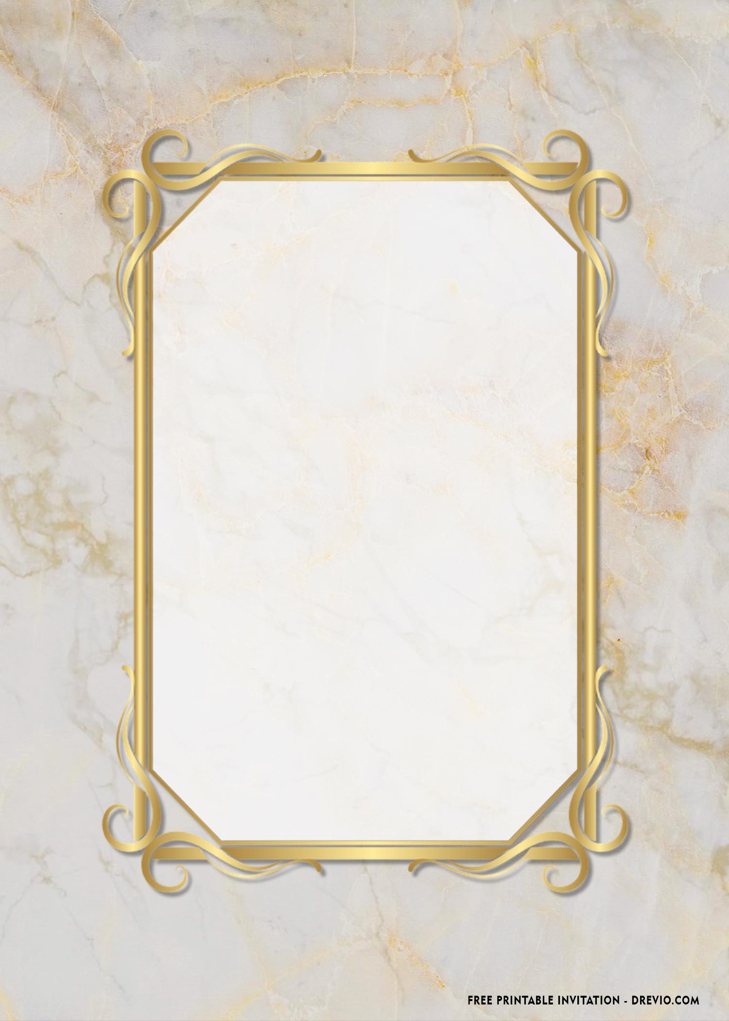 Classic golden frame on a gold marble background