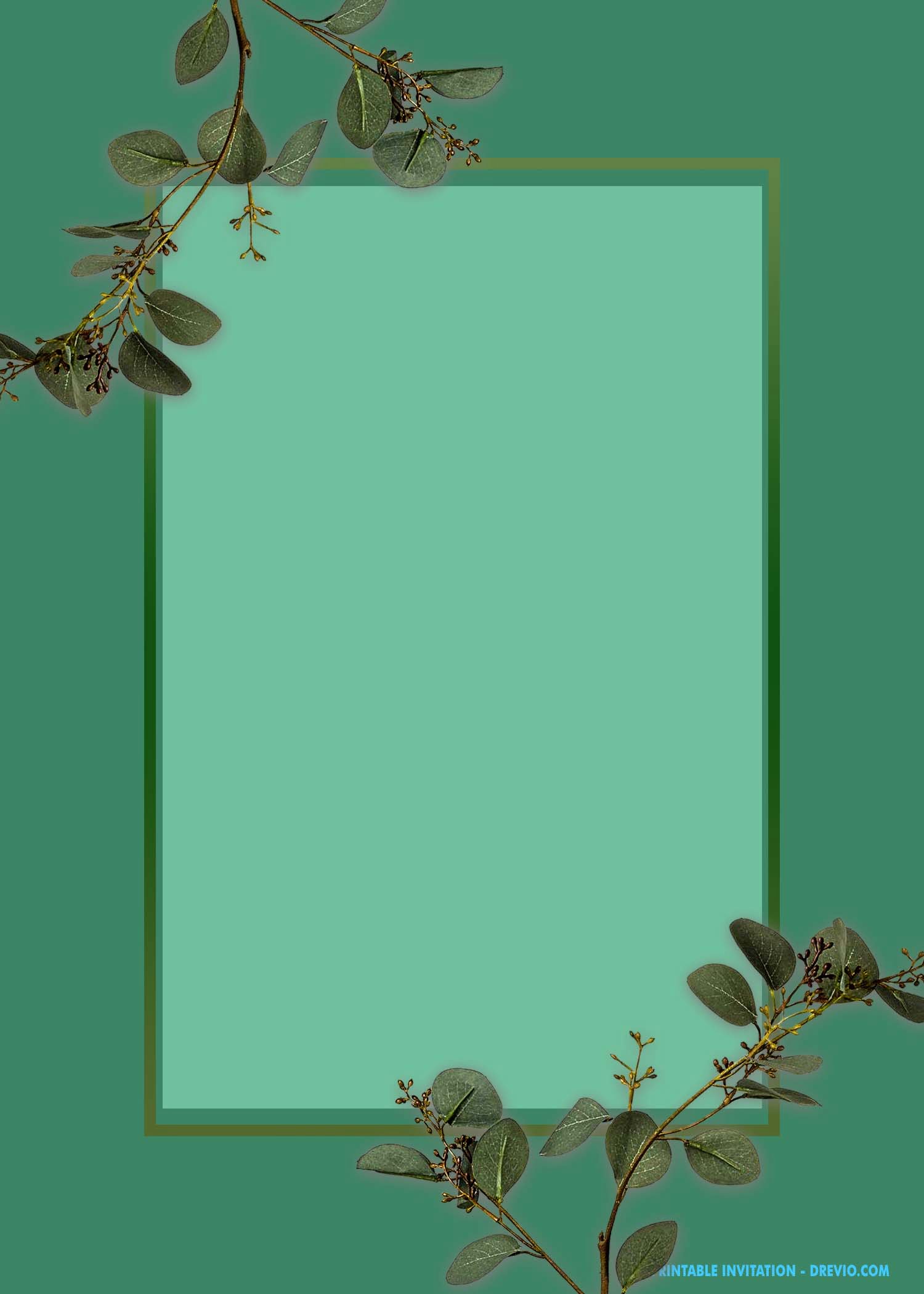 green leaves frame on green background