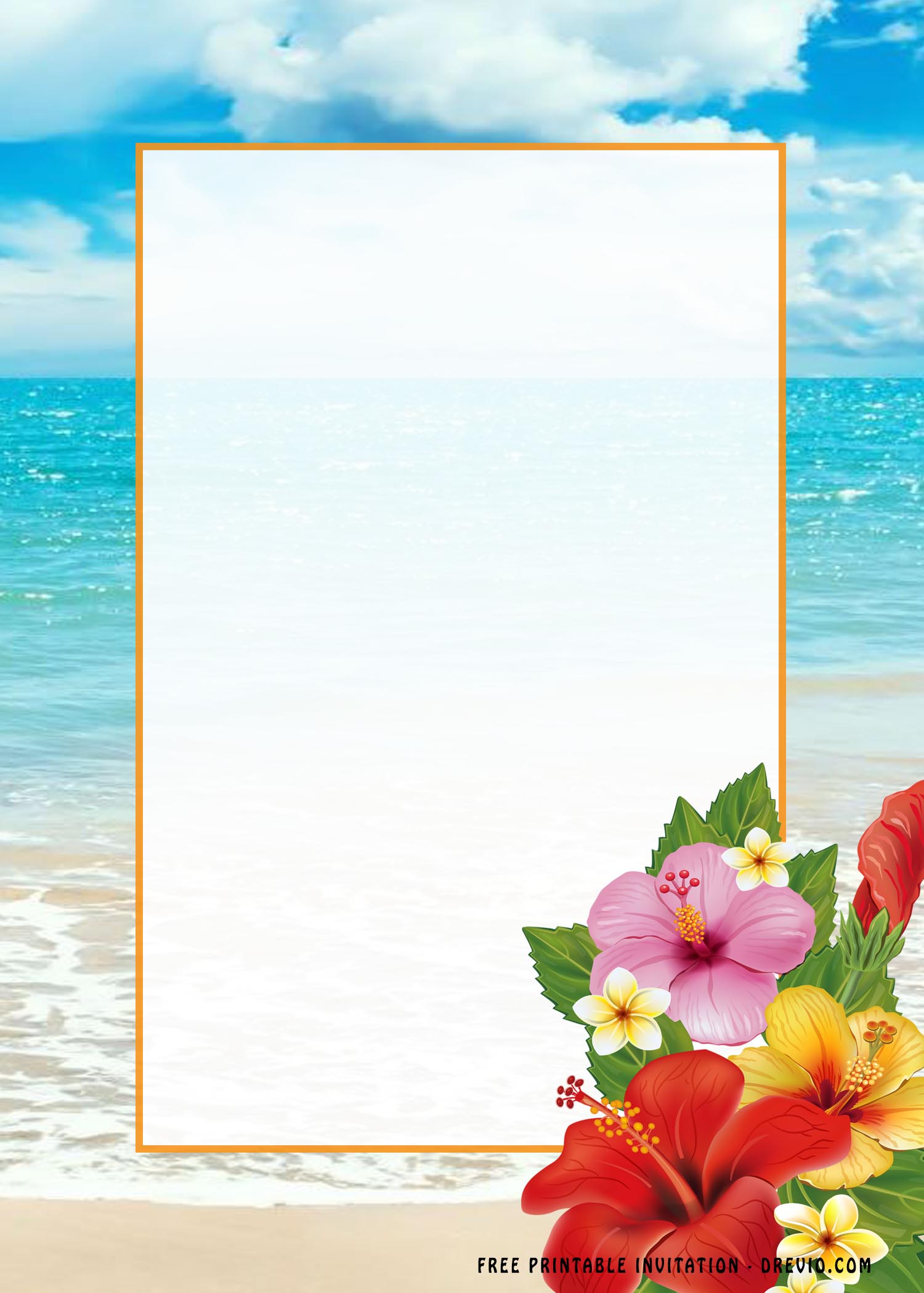 rectangle frame tropical flower ocean theme