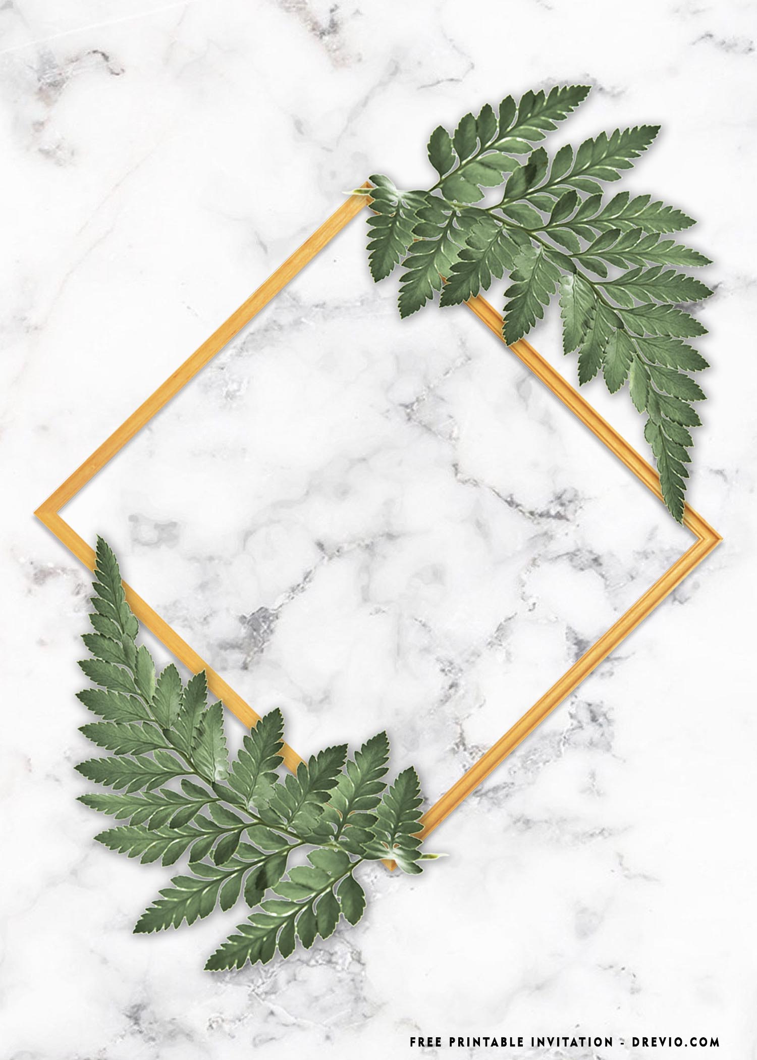 Rhombus golden frame on a marble background