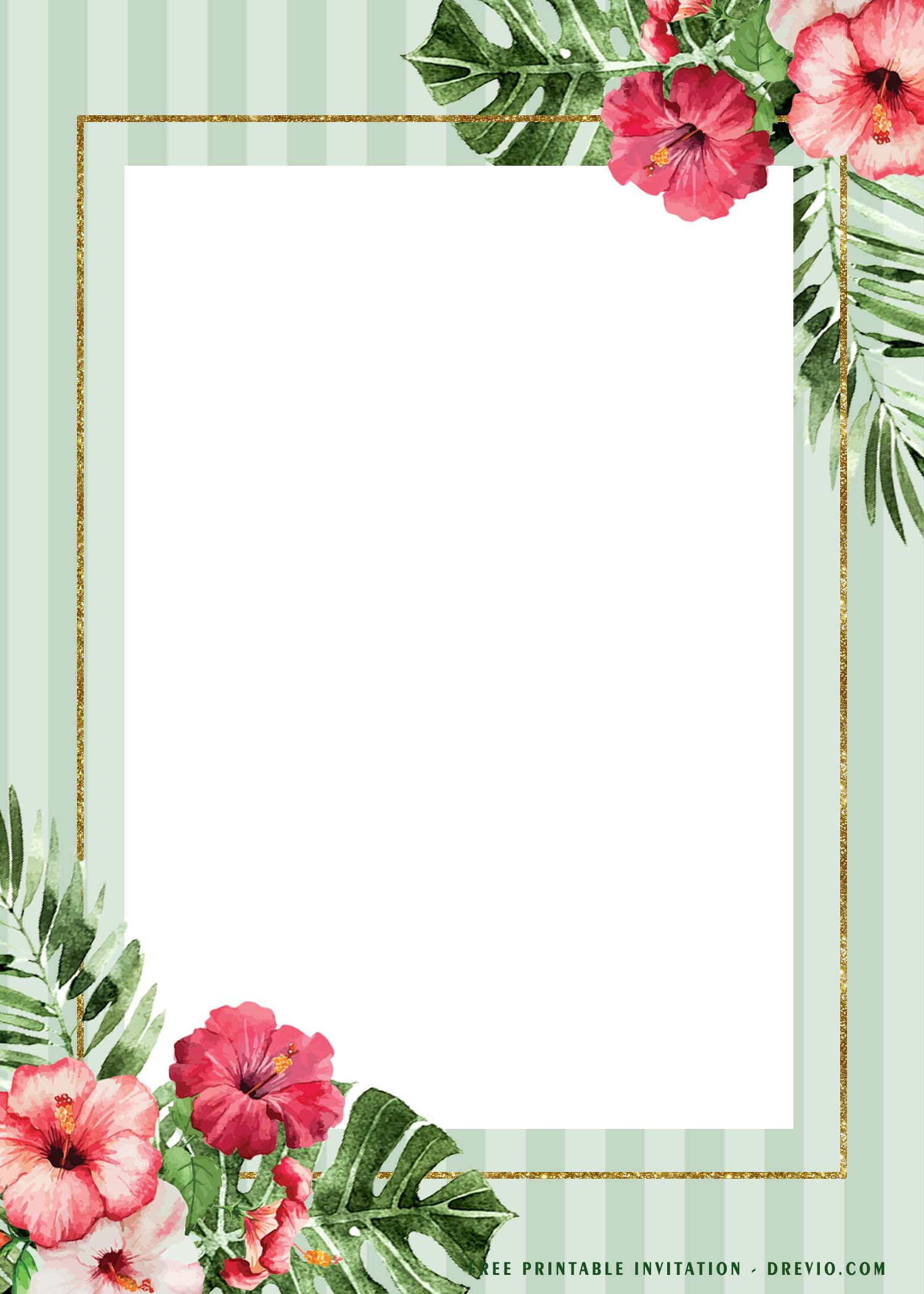 Tropical Hibiscus Boho Baby Shower Invitation