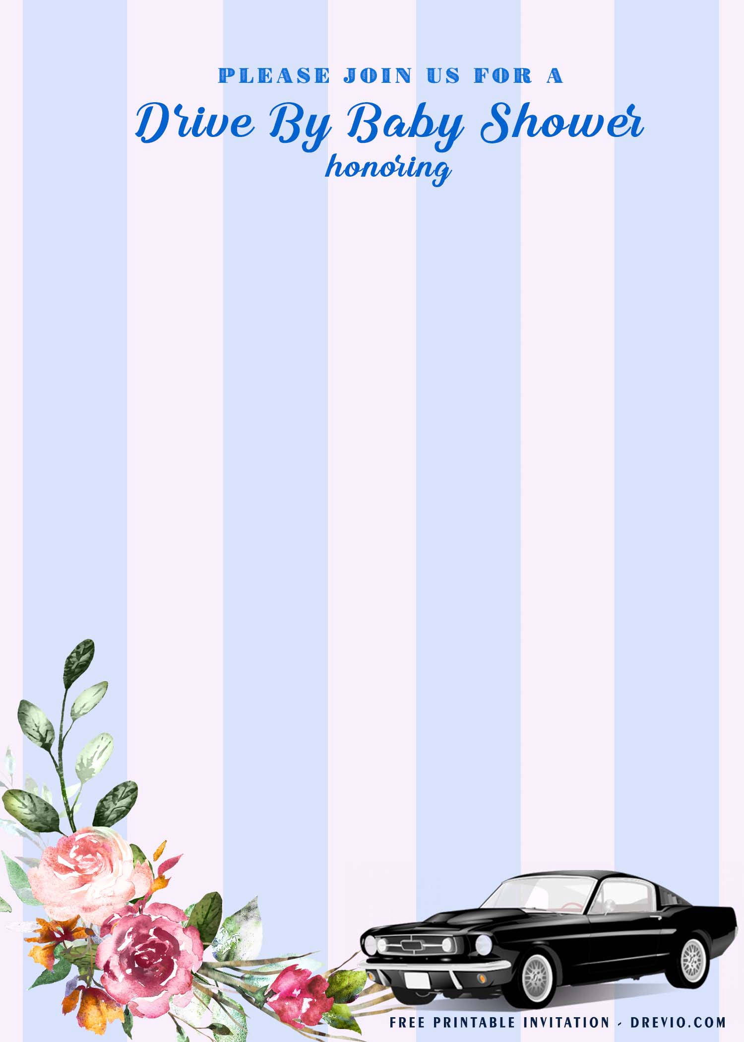 floral blue drive by baby shower