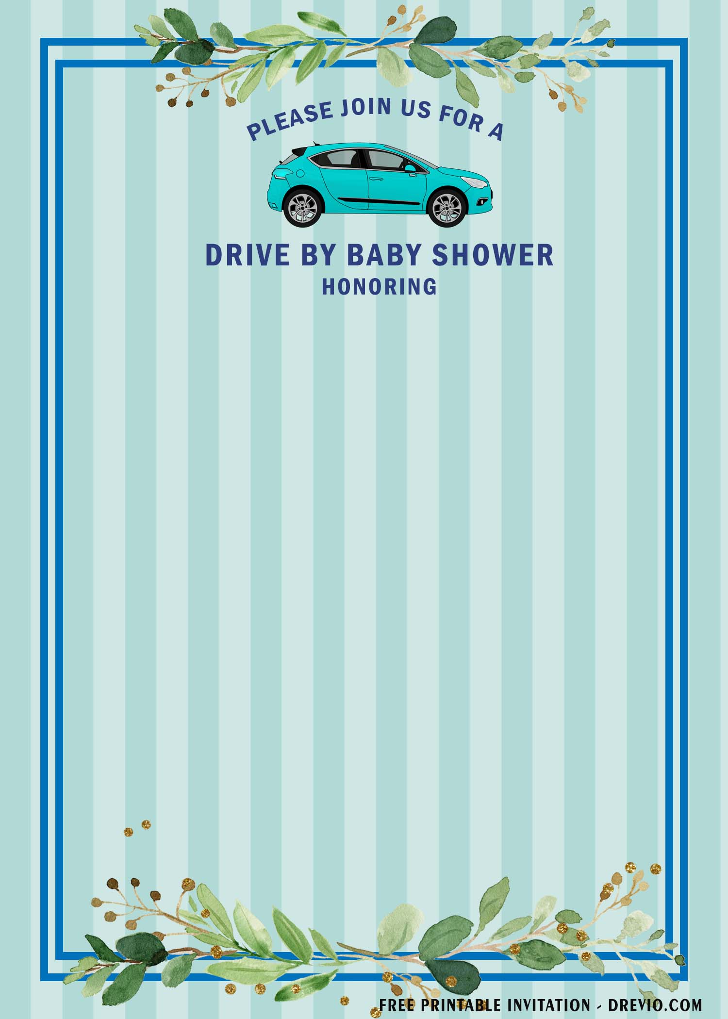 greenery blue theme drive by baby shower