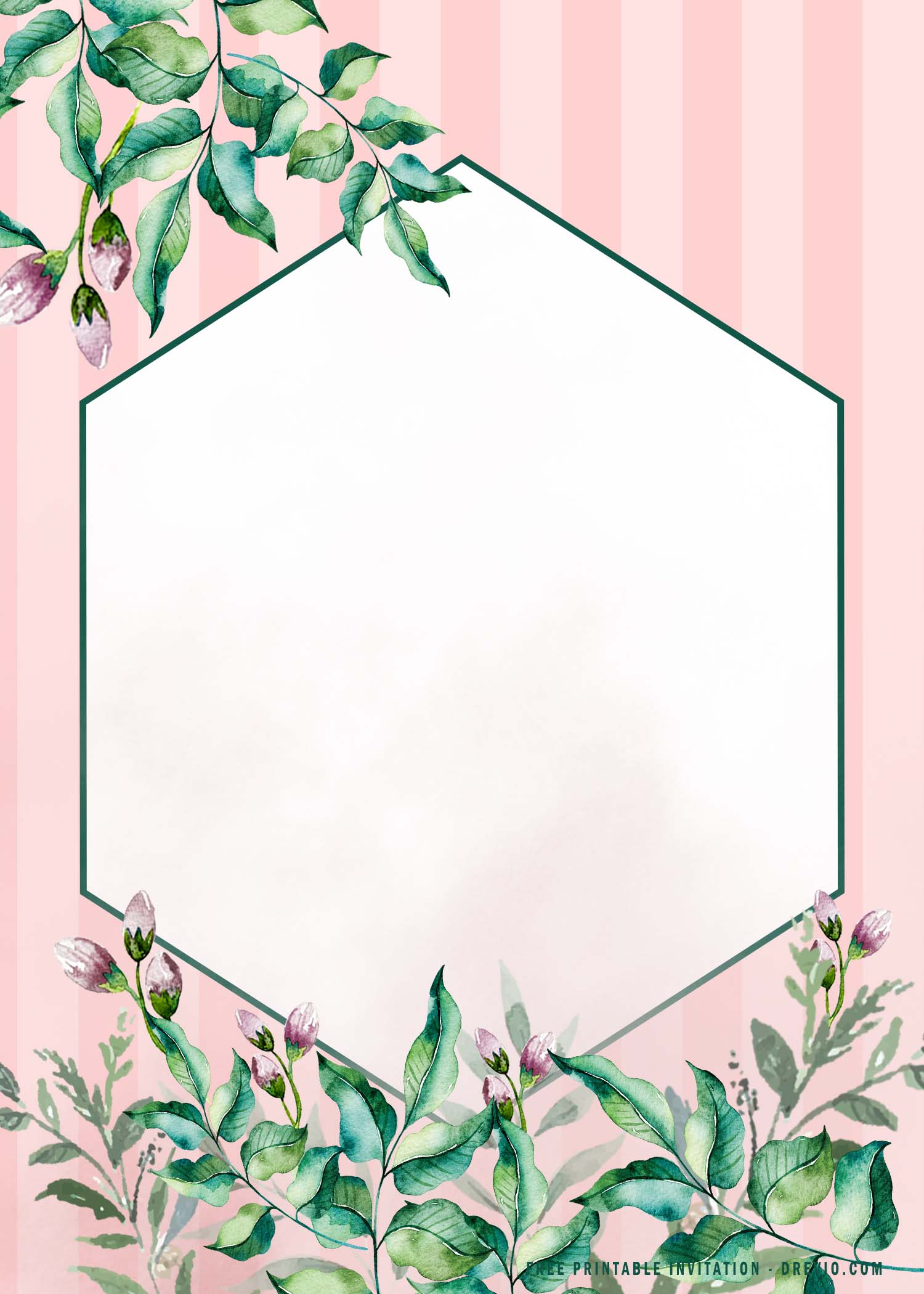 polygon Watercolor Greenery Blush stripes