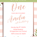 Blush Pink 1st birthday invitations Templates – Editable on MS Word