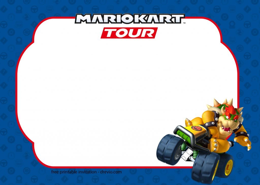 FREE Bowser Invitation Mario Kart Tour Template Invitation