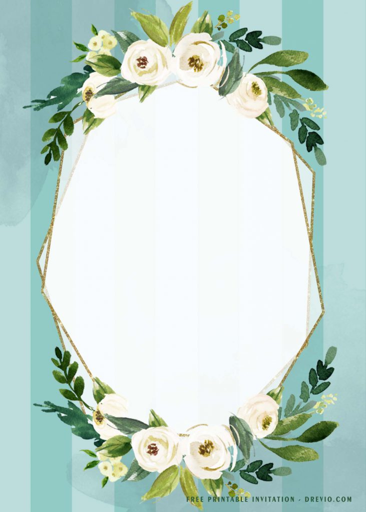 Gold geometric watercolor floral