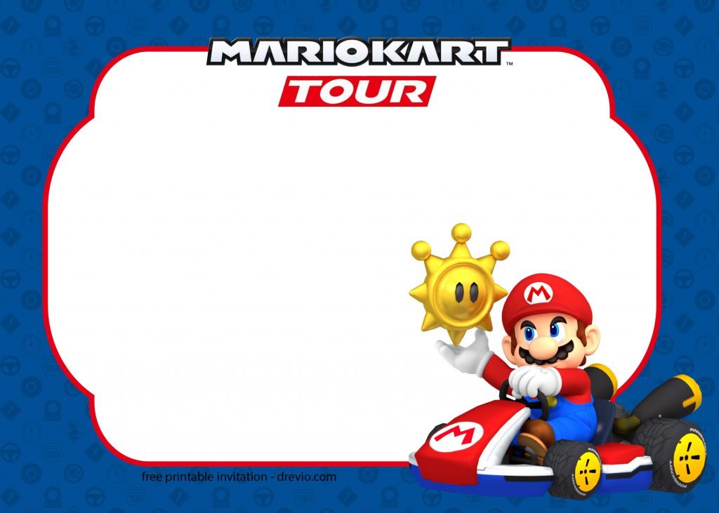 Mario kart Tour Grab Star Mario Invitation Template