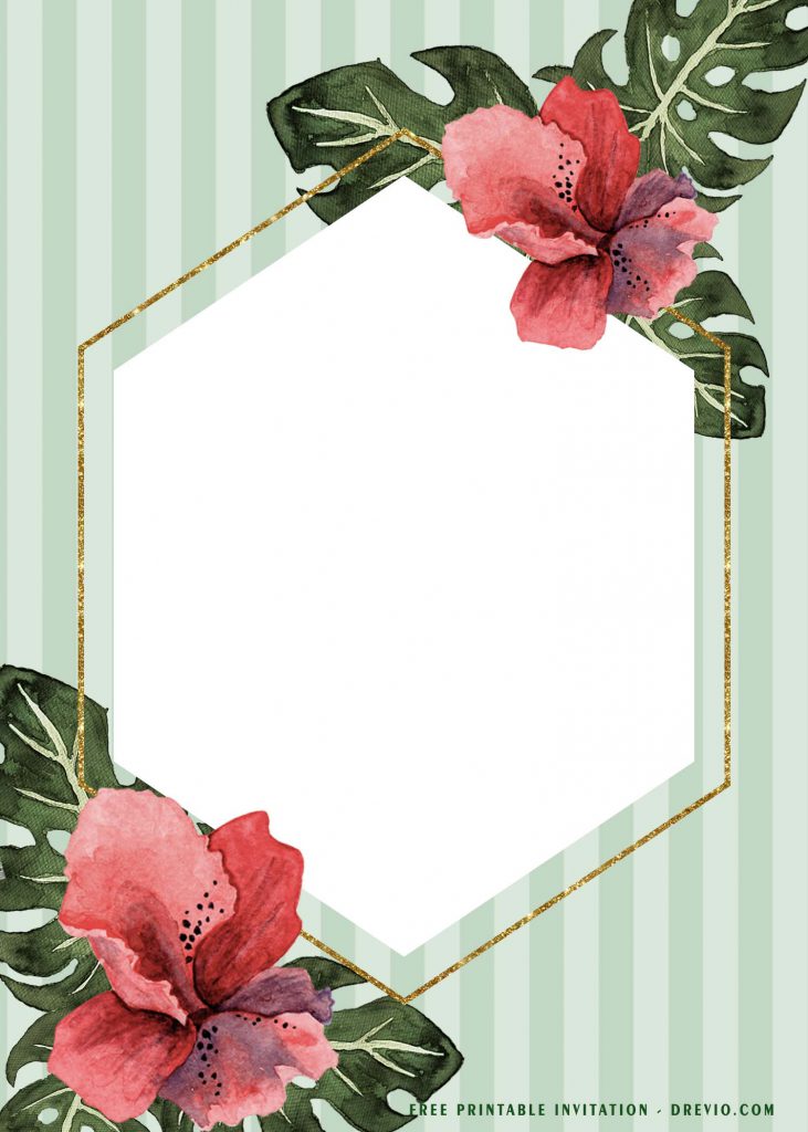 Polygon frame Tropical Boho Baby Shower Invitation