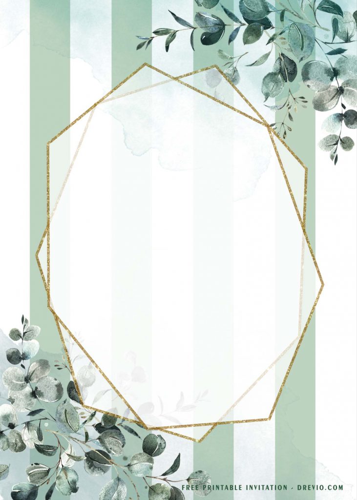 greenery gold frame stripes background