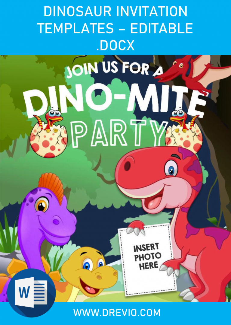 Dinosaur Invitation Templates - Editable .Docx
