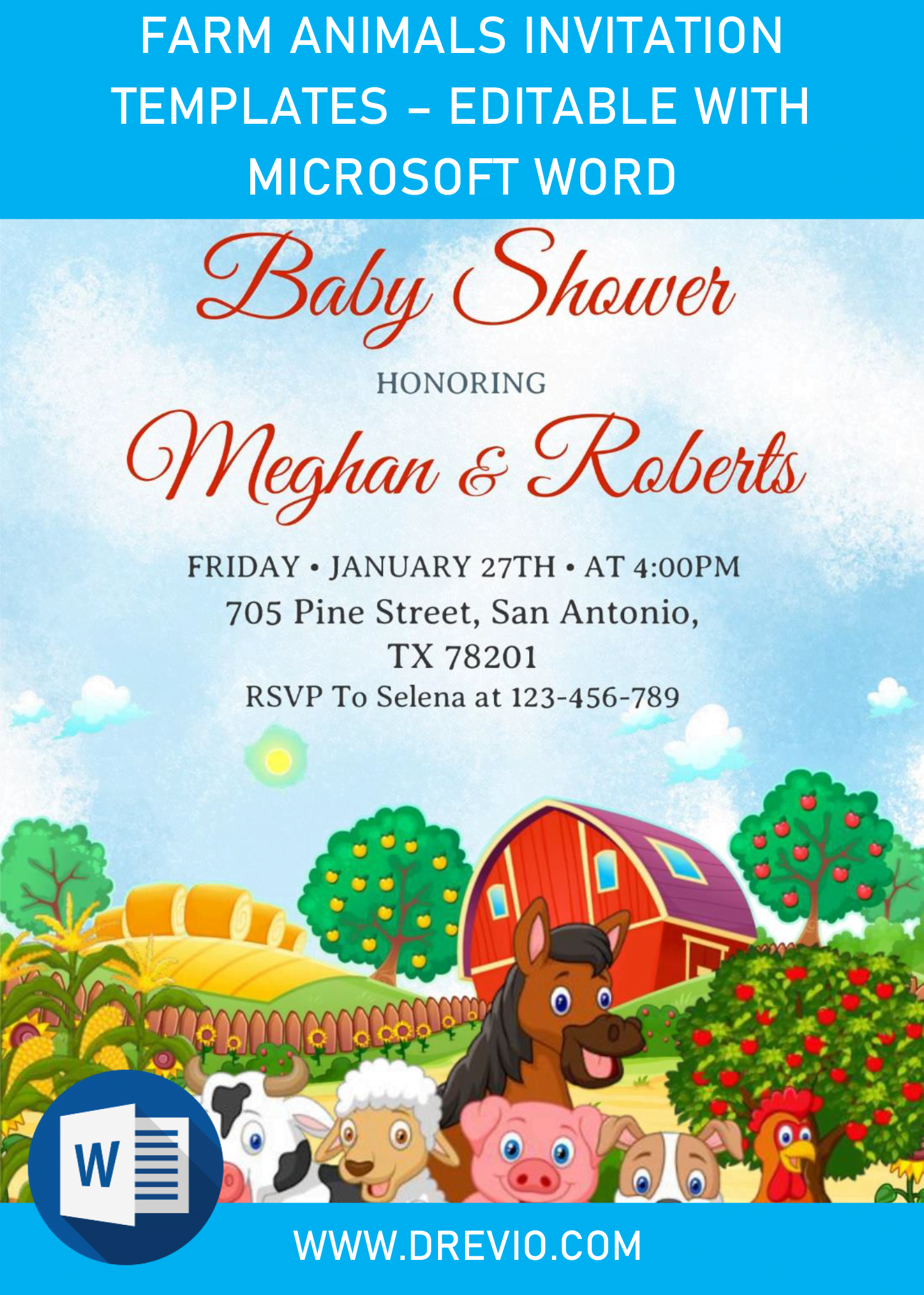 Farm Animals Invitation Templates – Editable With Microsoft Word