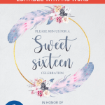 Boho Sweet Sixteen Invitation Templates – Editable With MS Word