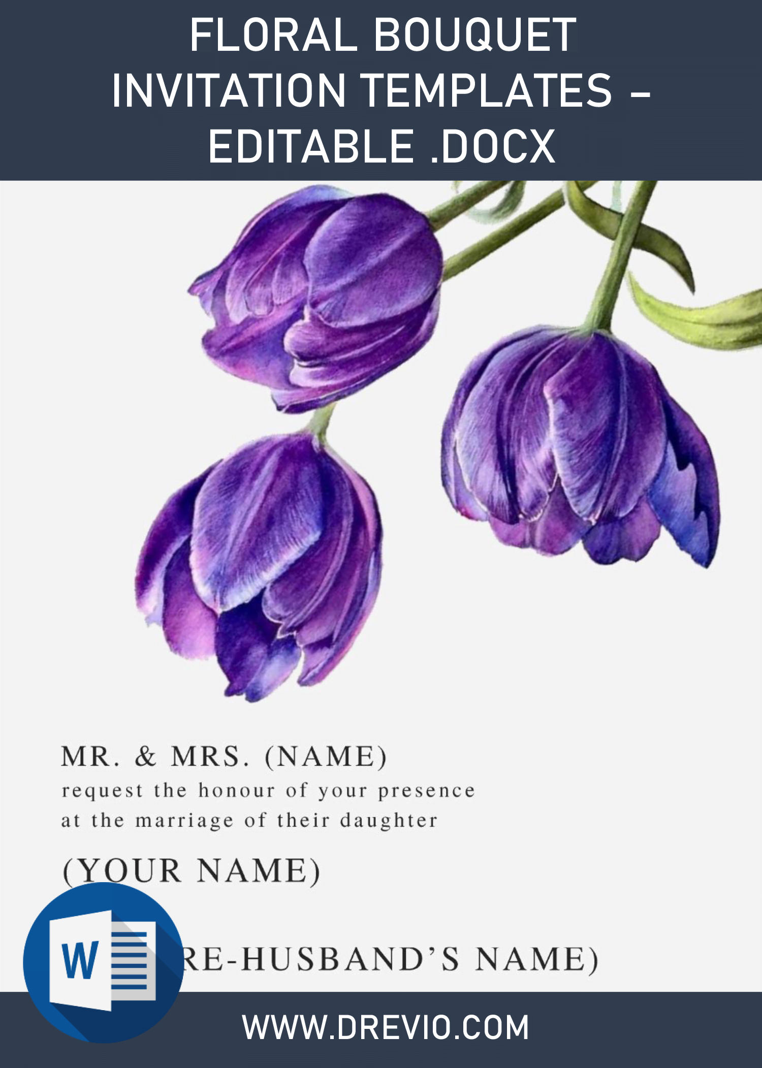 Floral Bouquet Invitation Templates – Editable .Docx