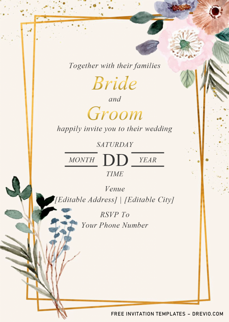 Floral And Geometric Invitation Templates - Editable With MS Word