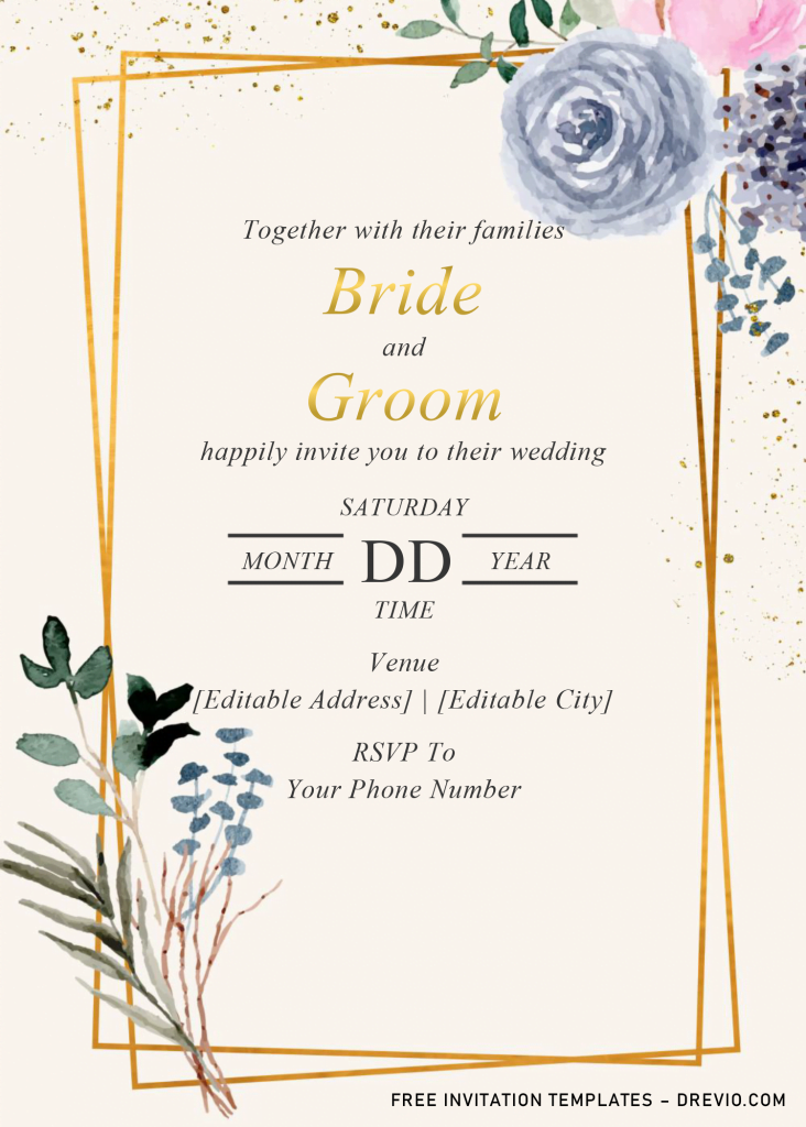 Floral And Geometric Invitation Templates - Editable With MS Word