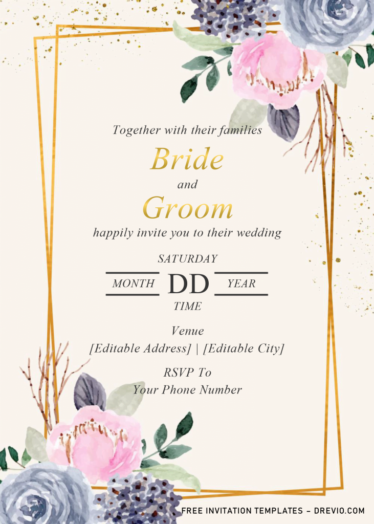 Floral And Geometric Invitation Templates - Editable With MS Word