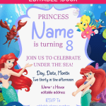 Little Mermaid Birthday Invitation Templates – Editable .Docx