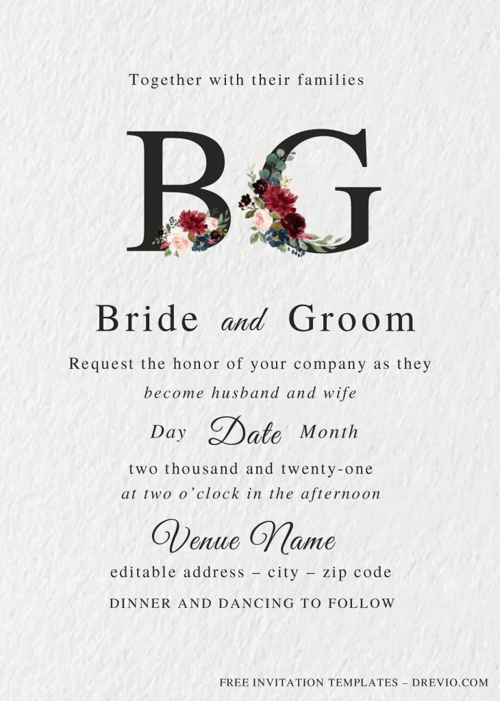 Elegant Wedding Invitation Templates - Editable With MS Word and has monogram initial