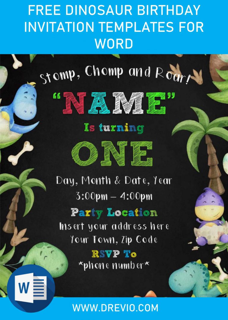 Free Dinosaur Birthday Invitation Templates For Word and has
