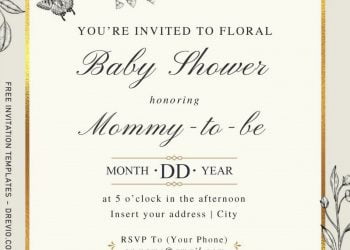 Free Hand Drawn Vintage Floral Wedding Invitation Templates For Word