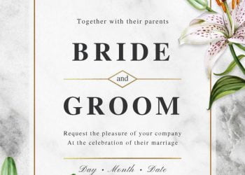 Free Elegant Marble Wedding Invitation Templates For Word