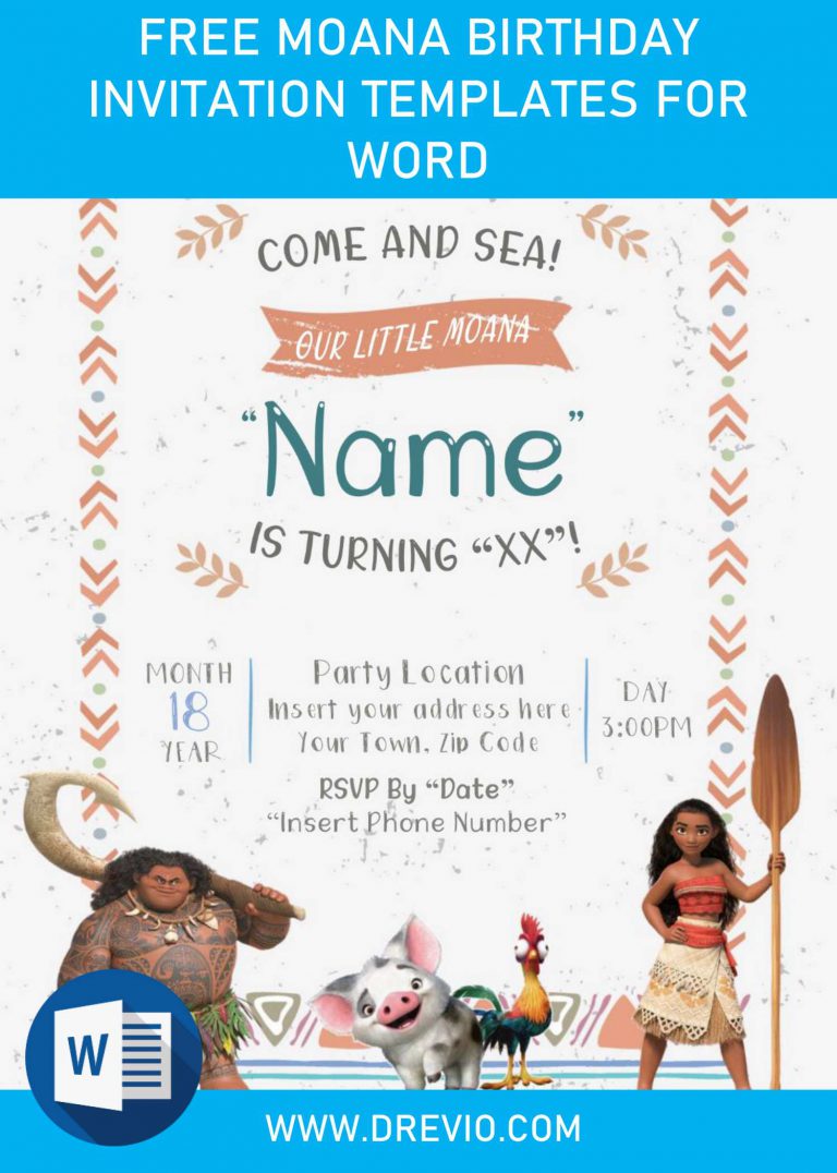 Free Moana Birthday Invitation Templates For Word