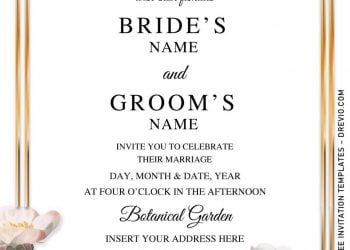Free Peach Flower Wedding Invitation Templates For Word