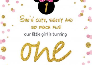 Free Sparkling Gold Glitter Minnie Mouse Birthday Invitation Templates For Word
