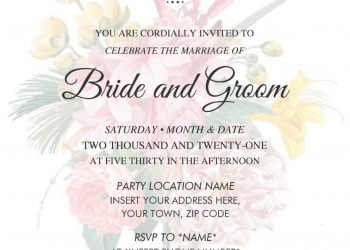 Free Vintage Floral Bouquet Wedding Invitation Templates For Word