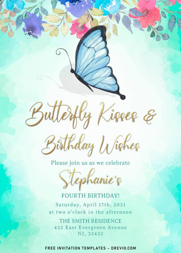 7+ Watercolor Butterfly Birthday Invitation Templates For All Ages