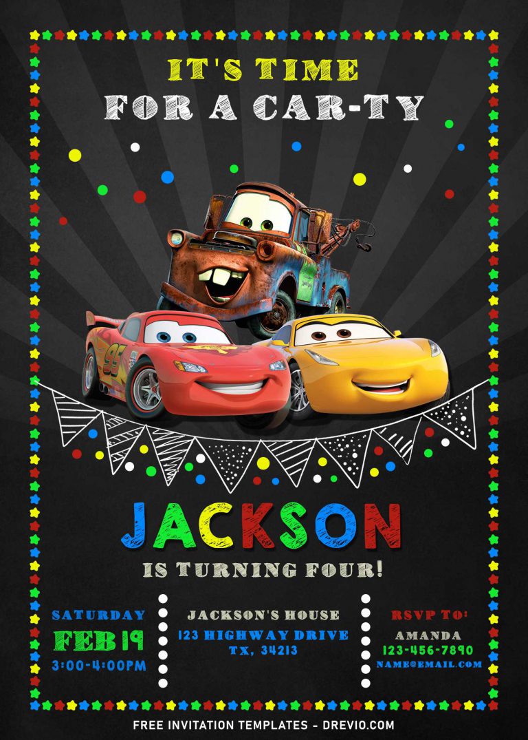 9+ Super Cool Disney Cars Chalkboard Themed Birthday Invitation Templates and has Cruz Ramirez