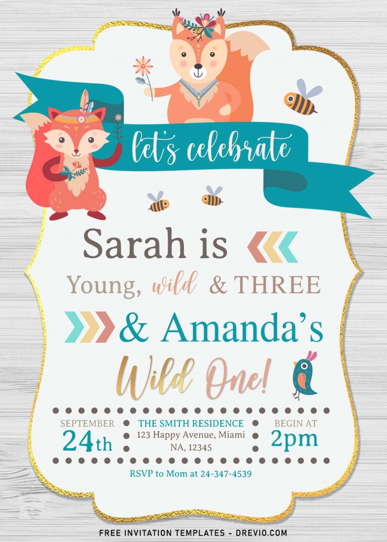 7+ Boho Woodland Animals Birthday Invitation Templates