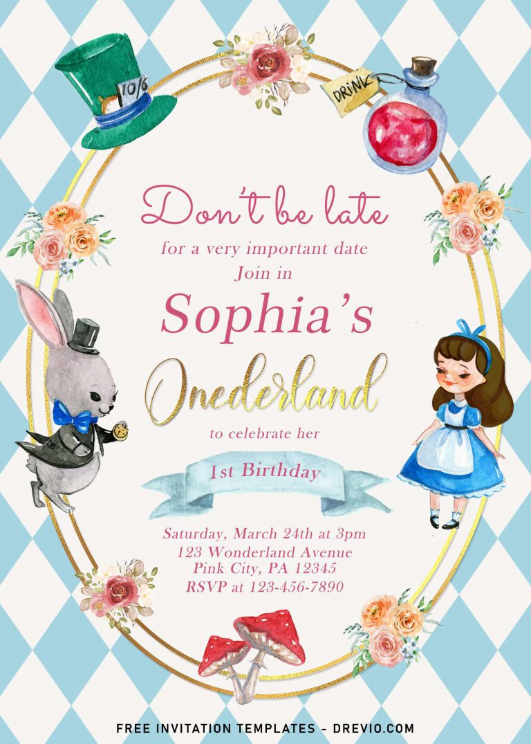 8+ Vintage Alice In Wonderland Birthday Invitation Templates