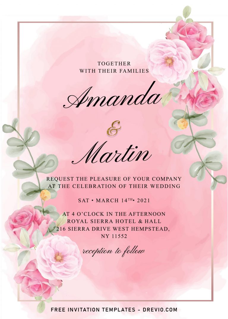 8+ Blush Pink Watercolor Wedding Invitation Templates